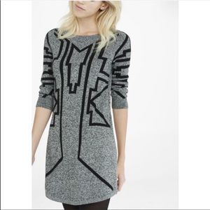 Express grey and black Aztec print sweater dress M